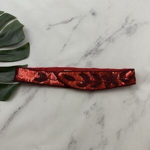 Refil Accessories Womens Vintage 90s Sequin Beaded Belt Size S/M Red Sparkle